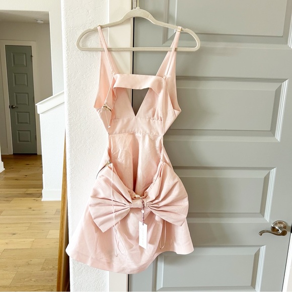 NWT LoveShackFancy Till Bow Mini Dress Pink Mist - Picture 7 of 10